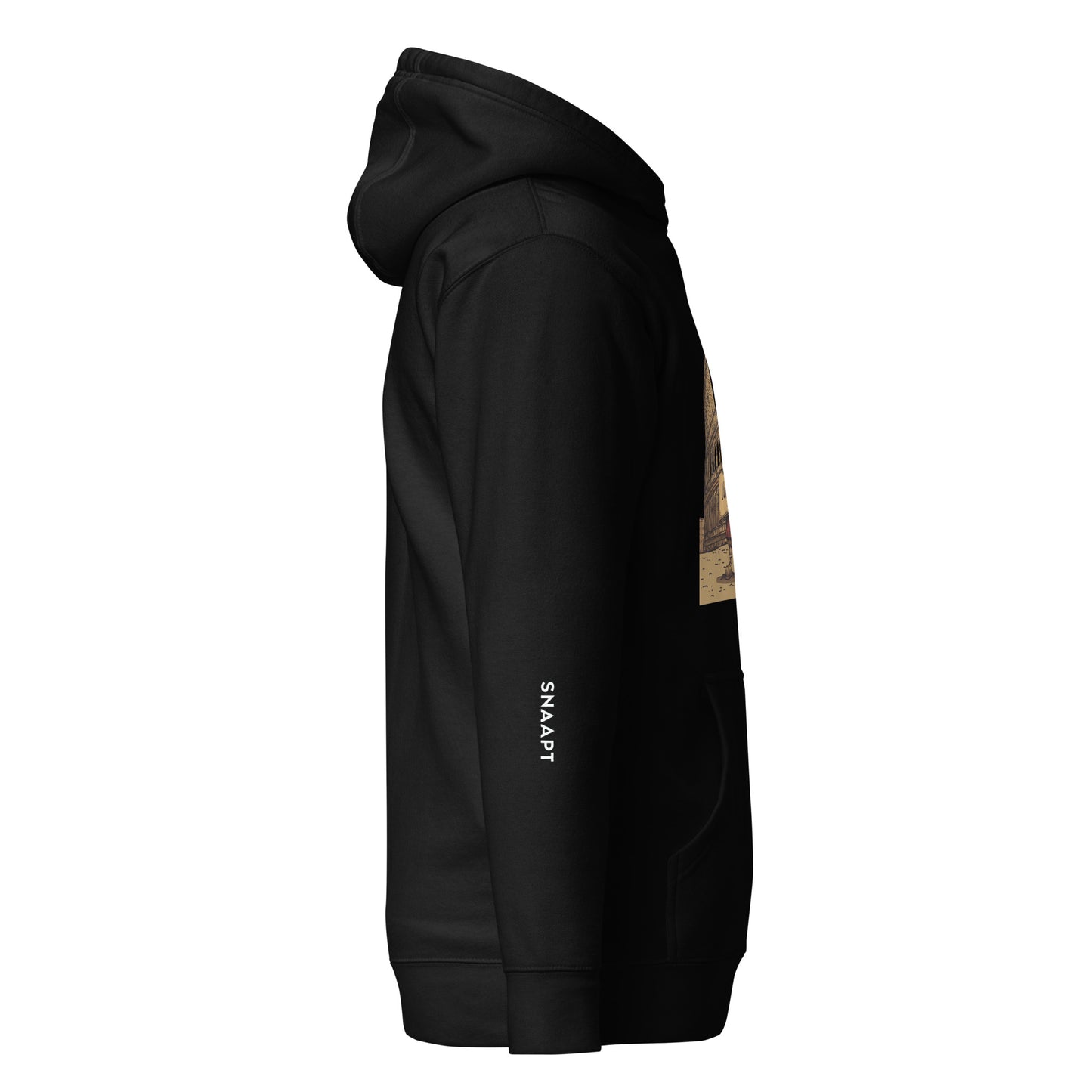 SNAAPT I Love Rome hoodie in black, side view with stylish Rome-inspired graphic for everyday wear