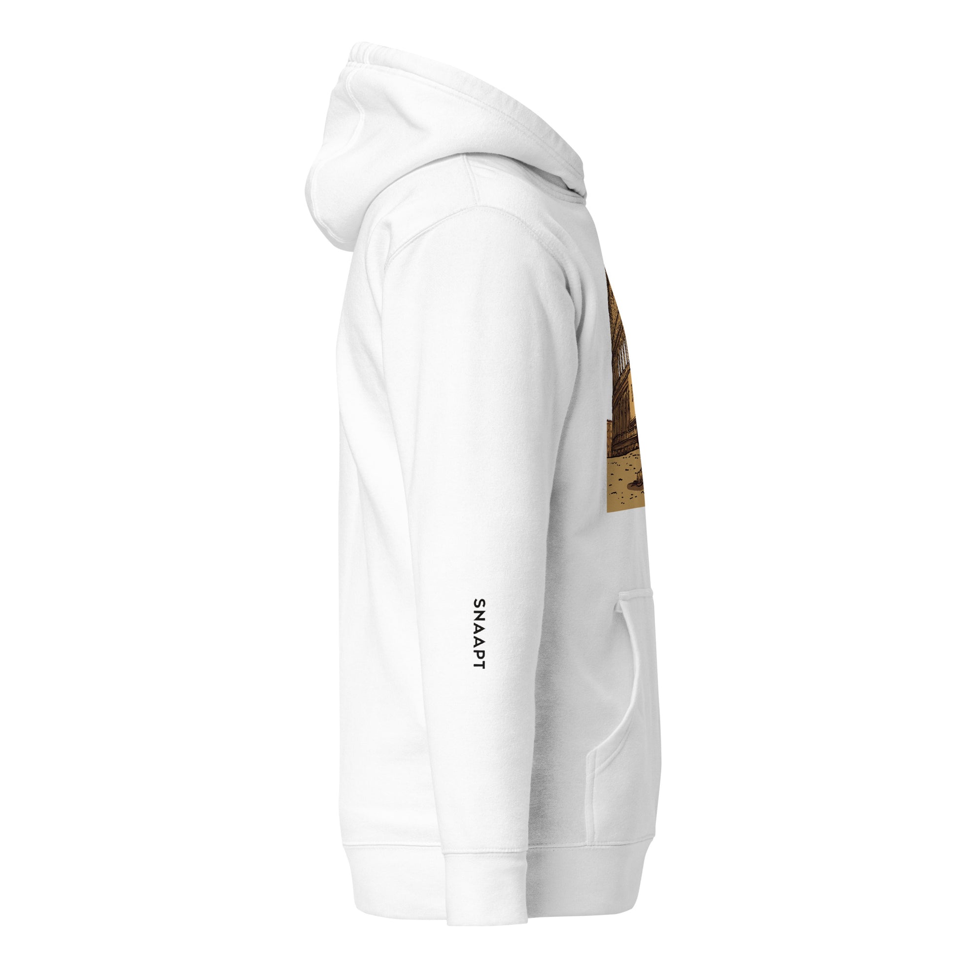 SNAAPT I Love Rome hoodie in white, side view with stylish Rome design, ideal for casual and travel wear