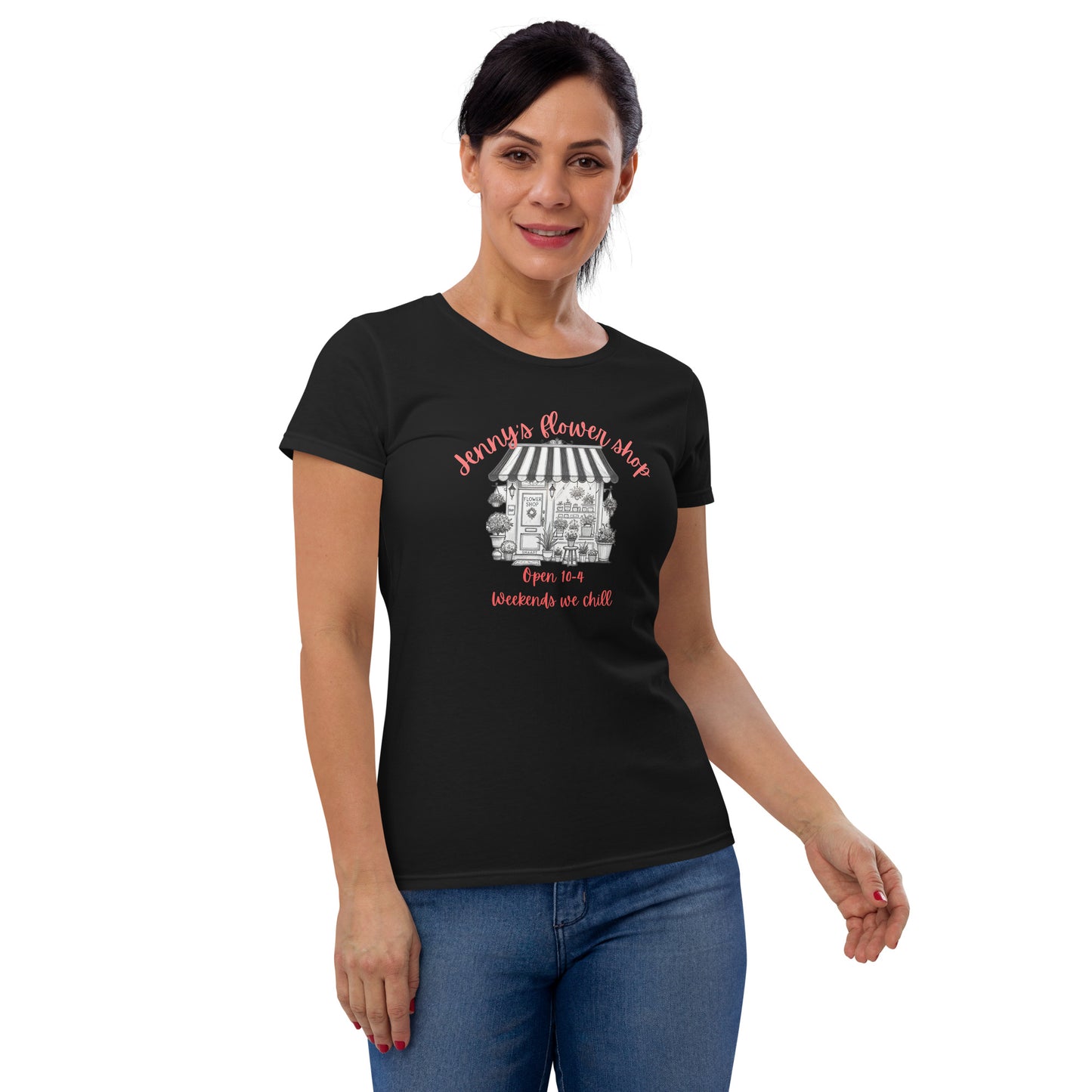 SNAAPT Jenny's Women's Short Sleeve T-shirt in Black, front view, stylish casual fit.