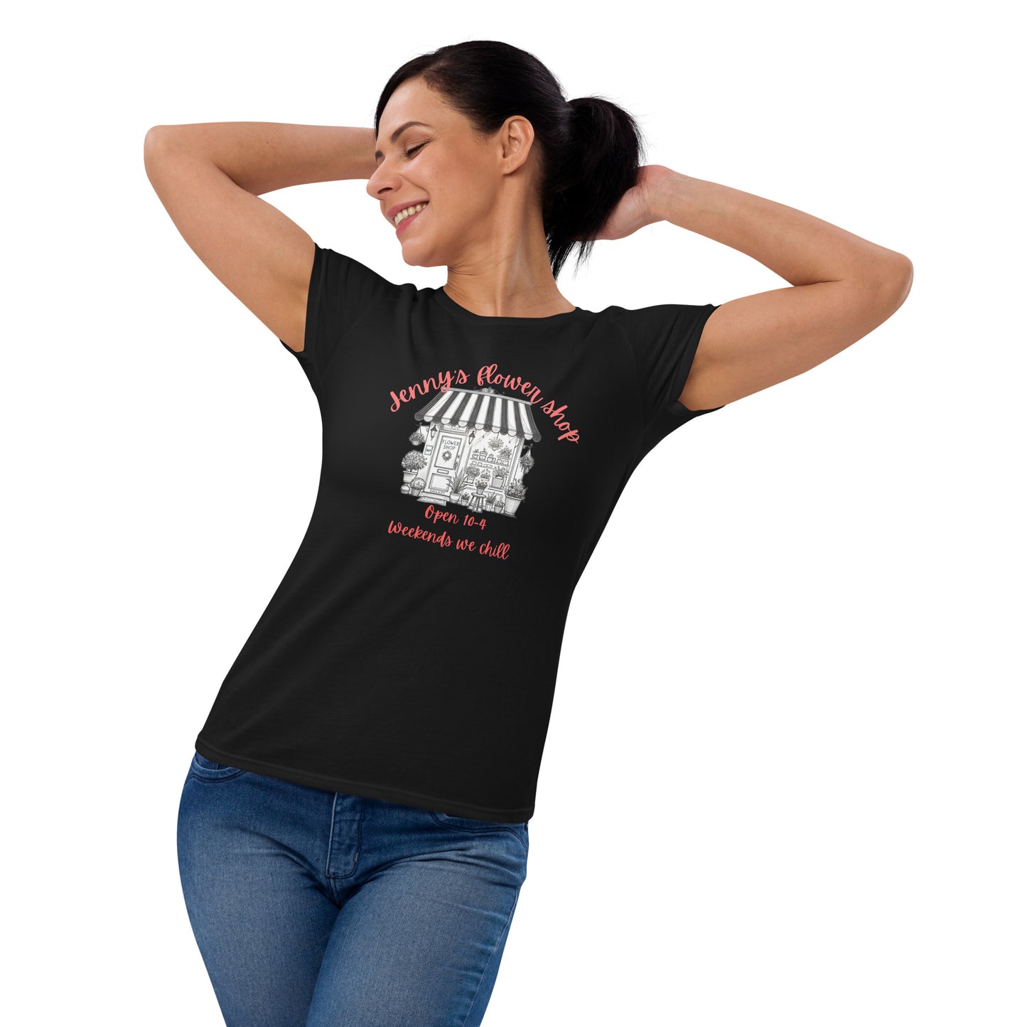 SNAAPT Jenny's Women's Short Sleeve T-shirt in Black, front view, comfortable everyday wear."