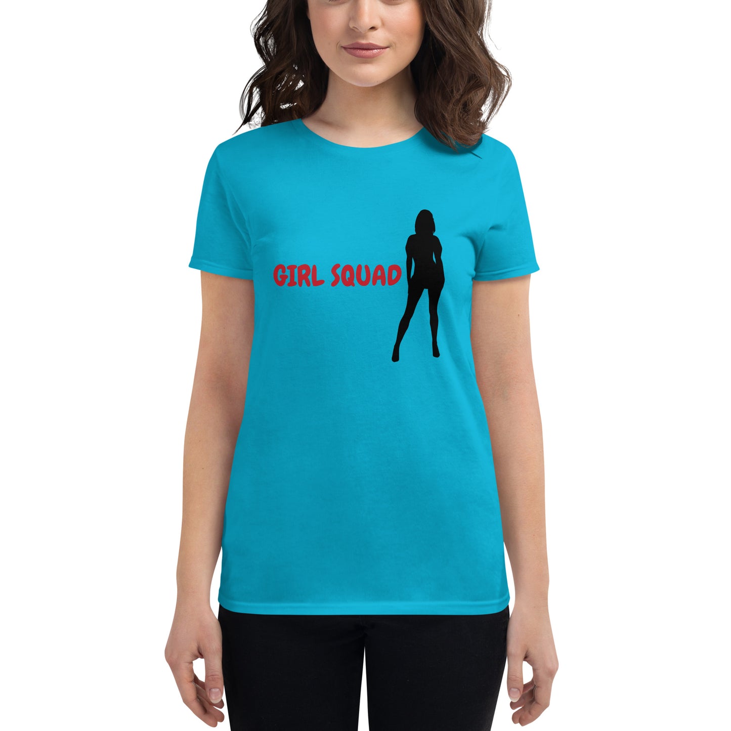 SNAAPT Girl Squad Women's Short Sleeve T-shirt in Caribbean Blue - Front view