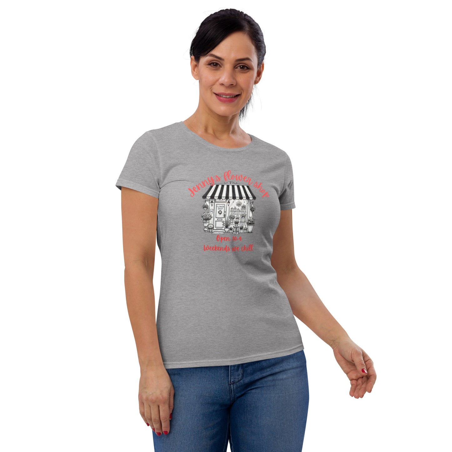 SNAAPT Jenny's Women's Short Sleeve T-shirt in Heather Grey, front view, soft and relaxed style.