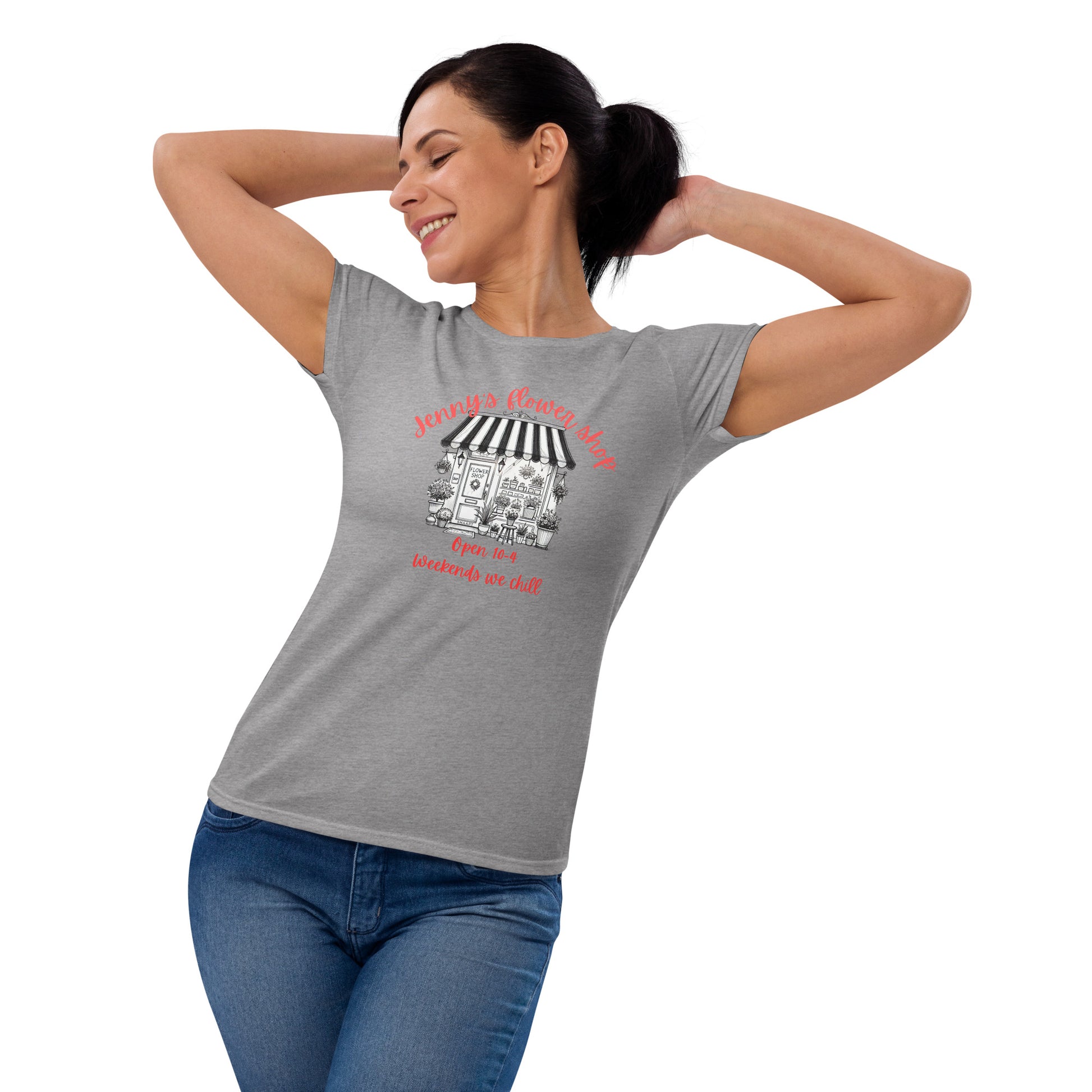 SNAAPT Jenny's Women's Short Sleeve T-shirt in Heather Grey, front view, versatile color for daily wear.