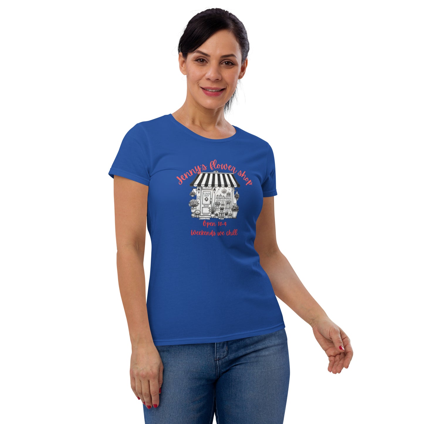 SNAAPT Jenny's Women's Short Sleeve T-shirt in Royal Blue, front view, vibrant color for a bold look.