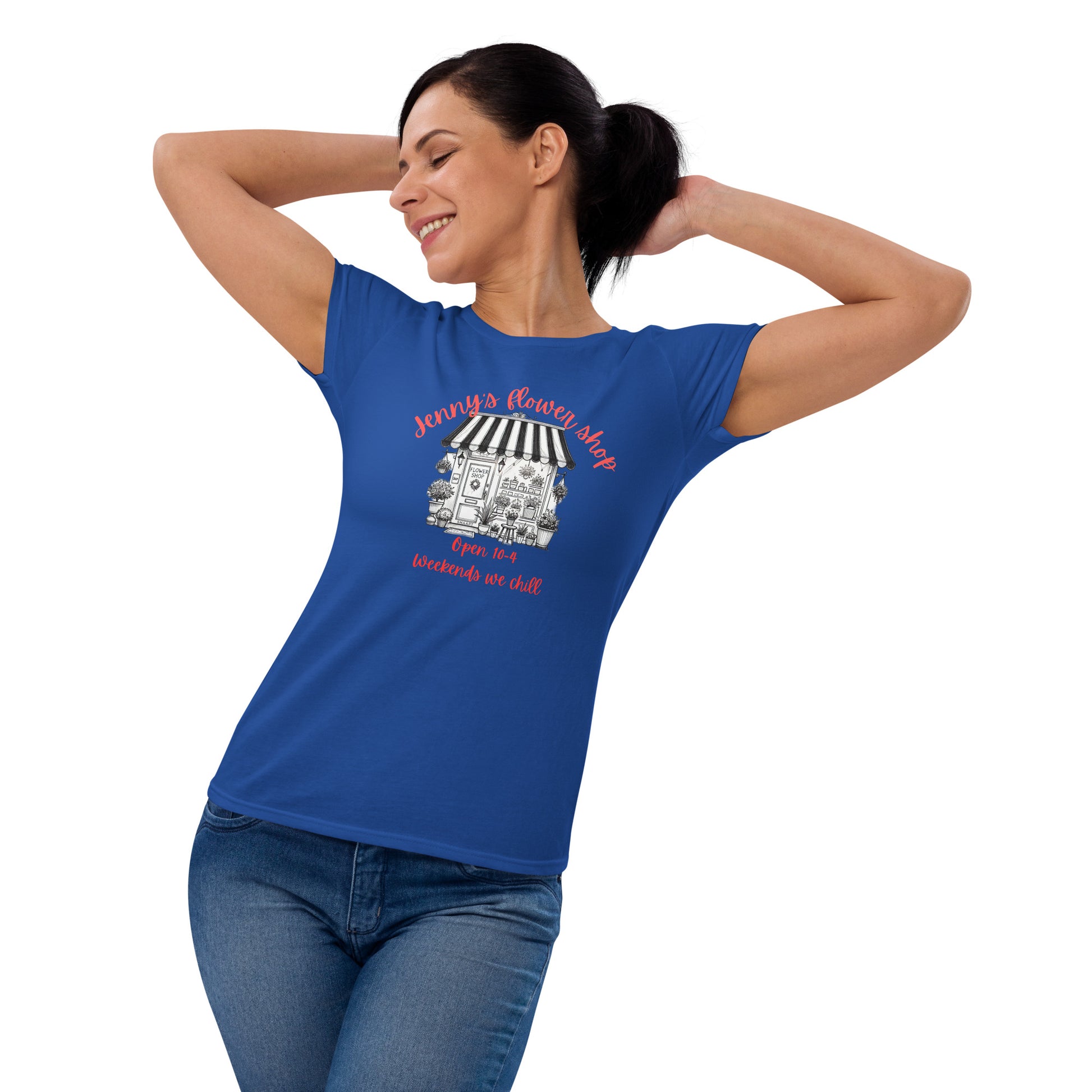 SNAAPT Jenny's Women's Short Sleeve T-shirt in Royal Blue, front view, breathable fabric for comfort."