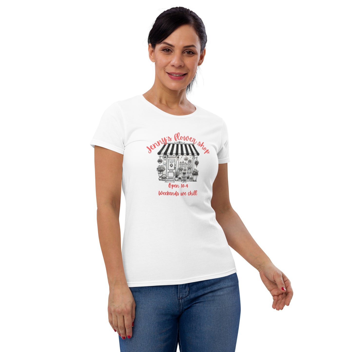 SNAAPT Jenny's Women's Short Sleeve T-shirt in White, front view, classic and fresh design.