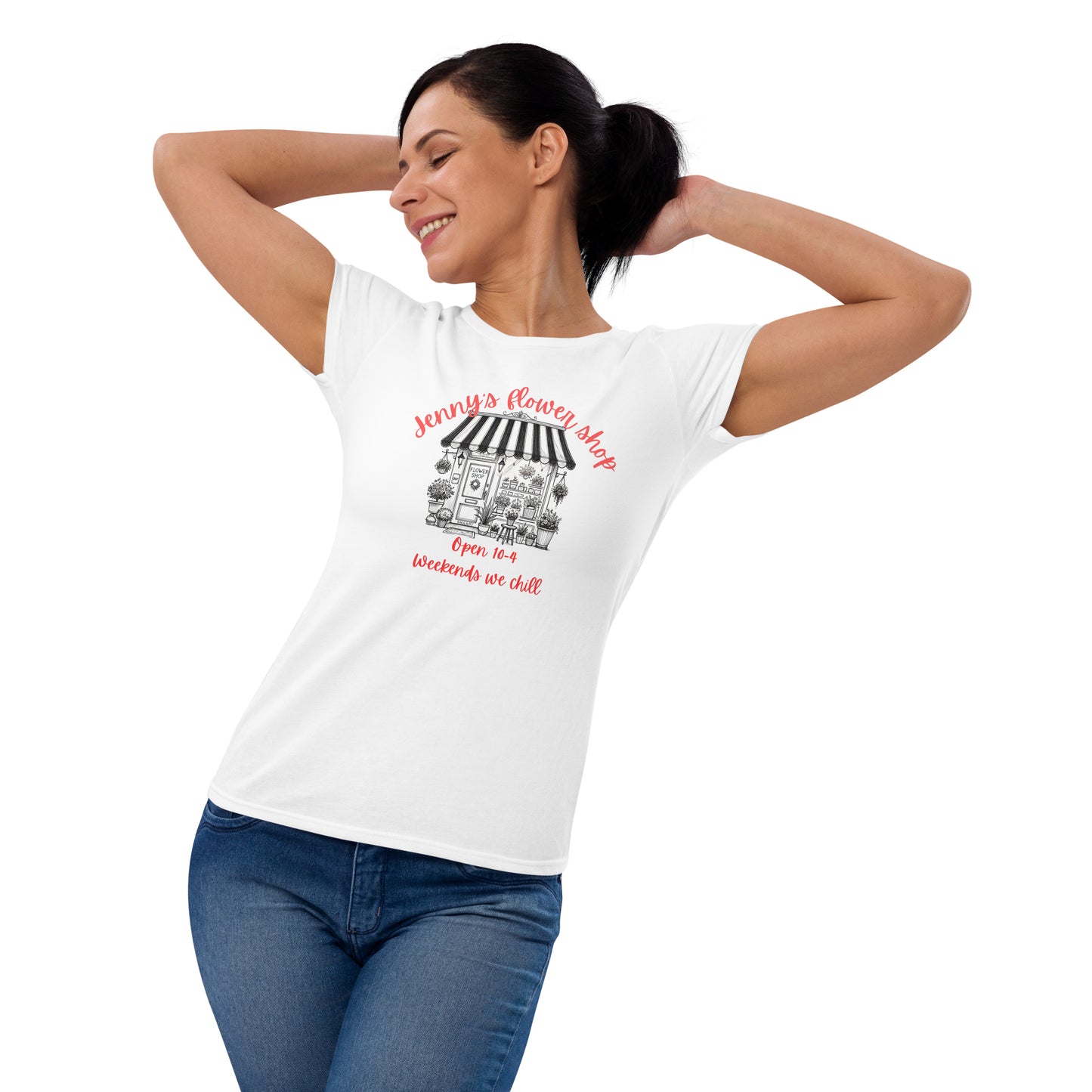 SNAAPT Jenny's Women's Short Sleeve T-shirt in White, front view, clean look for any outfit.